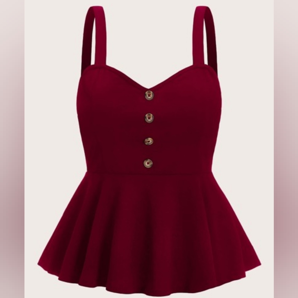 Shein Plus Buttoned Front Peplum Cami top
